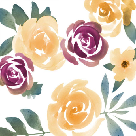 Bright Floral Bunch 1 White Modern Wood Framed Art Print by Prime, Marcus