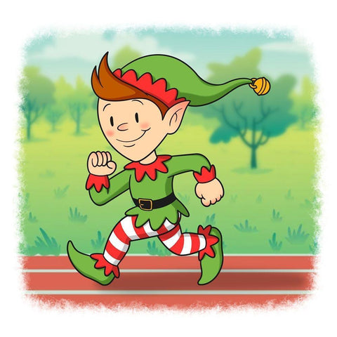 Running Elf 1 Gold Ornate Wood Framed Art Print with Double Matting by Prime, Marcus