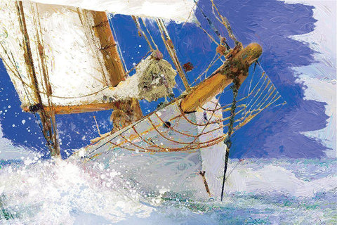 Sailing 2 Black Ornate Wood Framed Art Print with Double Matting by Miller, Savannah