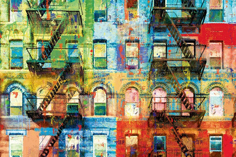 Bowery Block White Modern Wood Framed Art Print with Double Matting by Miller, Savannah