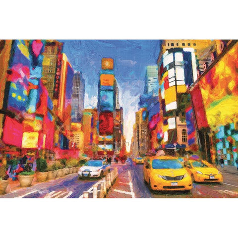 Square That Never Sleeps Gold Ornate Wood Framed Art Print with Double Matting by Miller, Savannah