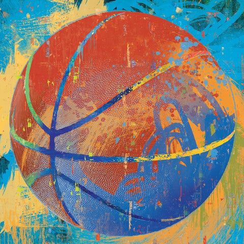 Basketball Black Modern Wood Framed Art Print with Double Matting by Miller, Savannah