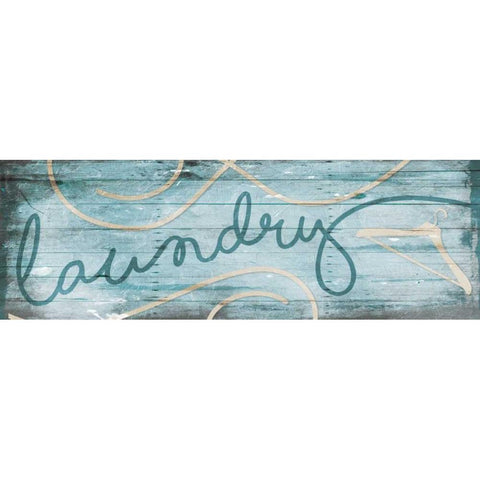 Laundry Hanger Blue Gold Ornate Wood Framed Art Print with Double Matting by Villa, Milli