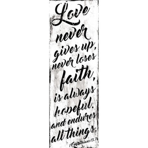 Love Never White Black Modern Wood Framed Art Print with Double Matting by Villa, Mlli