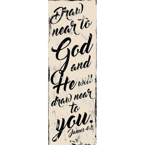 Draw Near Reverse Cream Black Modern Wood Framed Art Print with Double Matting by Villa, Mlli