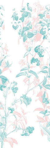 Blush Teal In The Wind White Modern Wood Framed Art Print with Double Matting by Villa, Mlli