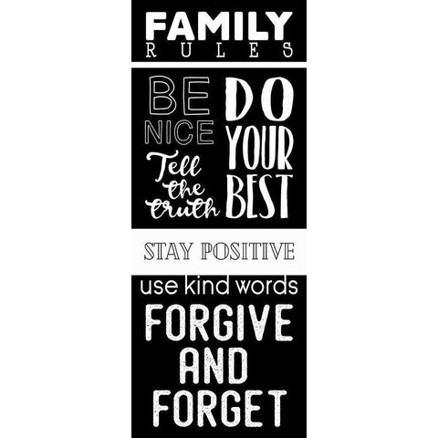 Family Rules White Modern Wood Framed Art Print by Villa, Mlli