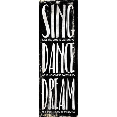 Sing Dance Dream Black Modern Wood Framed Art Print with Double Matting by Villa, Mlli