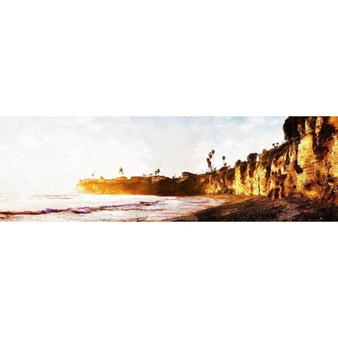 Pacific Beach Cali Gold Ornate Wood Framed Art Print with Double Matting by Villa, Mlli