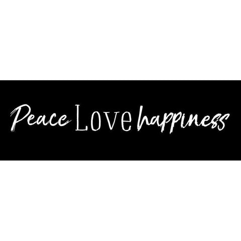 Peace Love Happiness Black Black Modern Wood Framed Art Print by Villa, Mlli