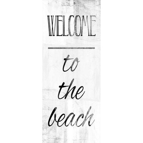 Welcome To The Beach Bw Gold Ornate Wood Framed Art Print with Double Matting by Villa, Mlli