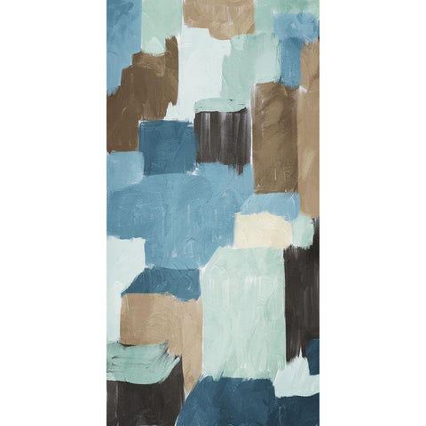 Blue Blocks 1 White Modern Wood Framed Art Print by Villa, Milli