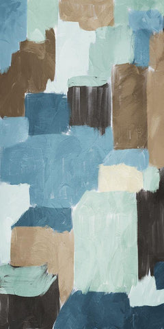 Blue Blocks 1 White Modern Wood Framed Art Print with Double Matting by Villa, Milli