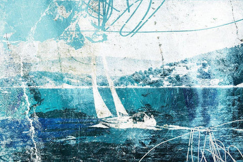 Rough Seas White Modern Wood Framed Art Print with Double Matting by Villa, Mlli