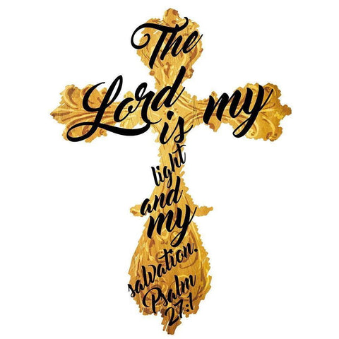 Gold Cross Black Modern Wood Framed Art Print with Double Matting by Villa, Mlli