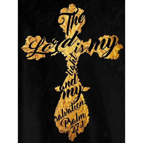 Gold Cross Black Gold Ornate Wood Framed Art Print with Double Matting by Villa, Mlli