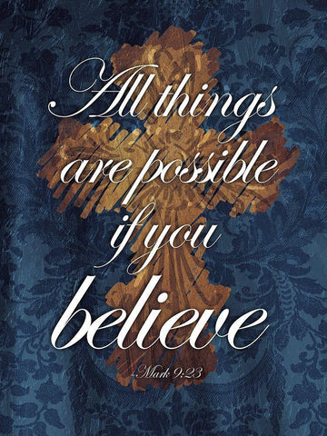 Believe Black Ornate Wood Framed Art Print with Double Matting by Villa, Mlli