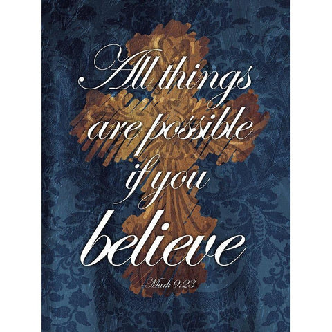 Believe Gold Ornate Wood Framed Art Print with Double Matting by Villa, Mlli
