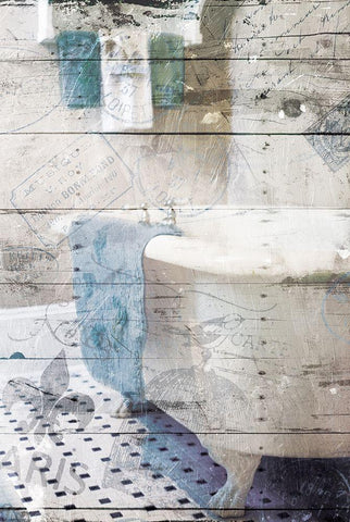 Bath In Paris Black Ornate Wood Framed Art Print with Double Matting by Villa, Mlli