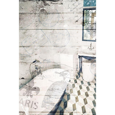 Bath In Paris Mate White Modern Wood Framed Art Print by Villa, Mlli
