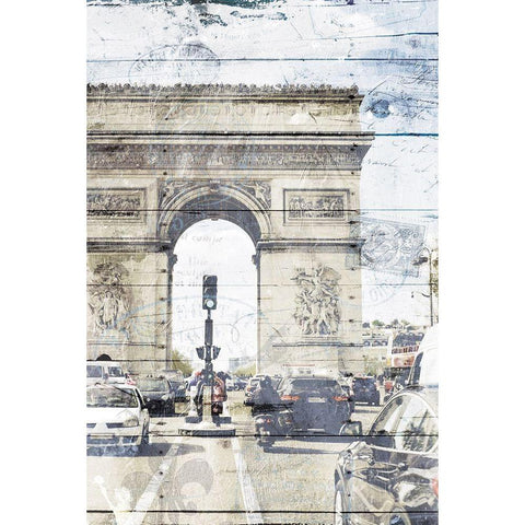 Paris On The Street Mate Gold Ornate Wood Framed Art Print with Double Matting by Villa, Mlli