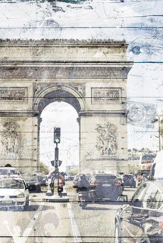 Paris On The Street Mate Black Ornate Wood Framed Art Print with Double Matting by Villa, Mlli