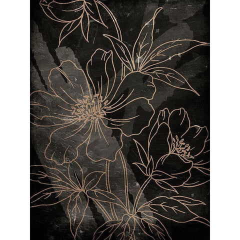 Muted Golden Abstract Floral Gold Ornate Wood Framed Art Print with Double Matting by Villa, Milli