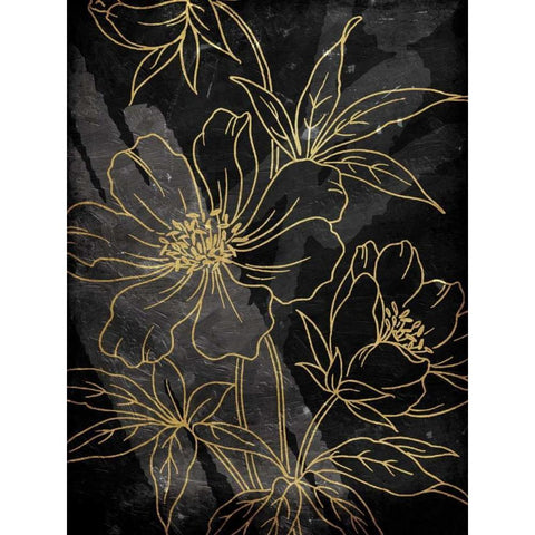 Golden Abstract Floral Gold Ornate Wood Framed Art Print with Double Matting by Villa, Milli