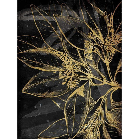 Golden Abstract Floral Mate Gold Ornate Wood Framed Art Print with Double Matting by Villa, Milli