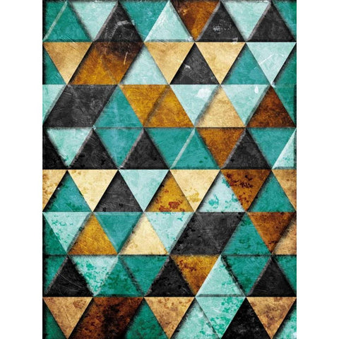 Rocky Teal Mountains Black Modern Wood Framed Art Print with Double Matting by Villa, Milli