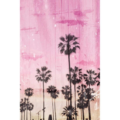 Palm Peach Black Modern Wood Framed Art Print by Villa, Milli