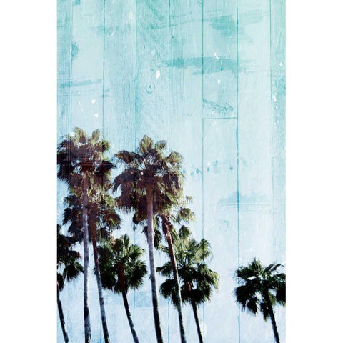 Palm Cool Blue White Modern Wood Framed Art Print by Villa, Milli