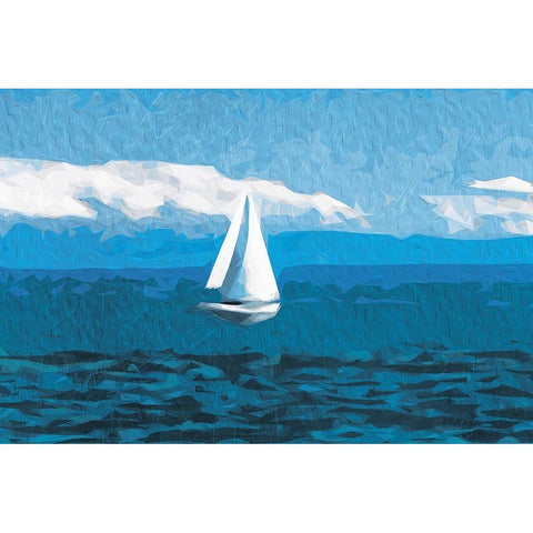 Shapes At Sea White Modern Wood Framed Art Print by Villa, Mlli
