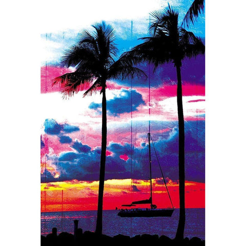 Palm Boating Gold Ornate Wood Framed Art Print with Double Matting by Villa, Mlli