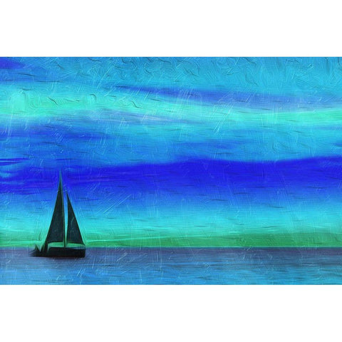 Night Boating Black Modern Wood Framed Art Print with Double Matting by Villa, Mlli