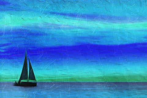 Night Boating White Modern Wood Framed Art Print with Double Matting by Villa, Mlli