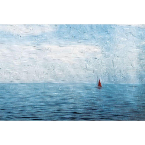 Alone Ocean White Modern Wood Framed Art Print by Villa, Mlli
