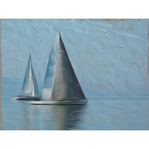 Together At Sea Gold Ornate Wood Framed Art Print with Double Matting by Villa, Mlli