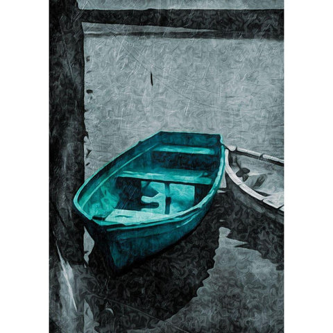 Boat In The Grey Gold Ornate Wood Framed Art Print with Double Matting by Villa, Milli