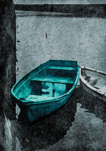 Boat In The Grey Black Ornate Wood Framed Art Print with Double Matting by Villa, Milli