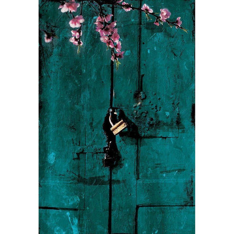 Door And Flowers Gold Ornate Wood Framed Art Print with Double Matting by Villa, Mlli