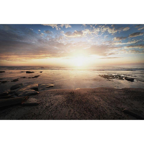 Walk On The Beach Gold Ornate Wood Framed Art Print with Double Matting by Villa, Mlli
