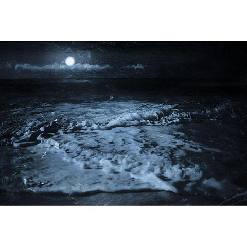 Close Waves at Night White Modern Wood Framed Art Print by Villa, Milli
