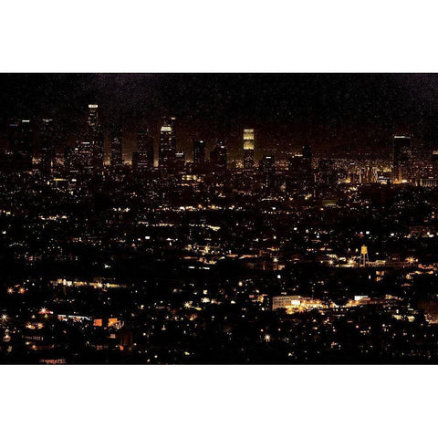 LA At Night White Modern Wood Framed Art Print by Villa, Mlli