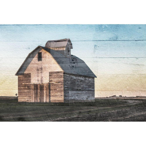 Sunset Barn Gold Ornate Wood Framed Art Print with Double Matting by Villa, Mlli