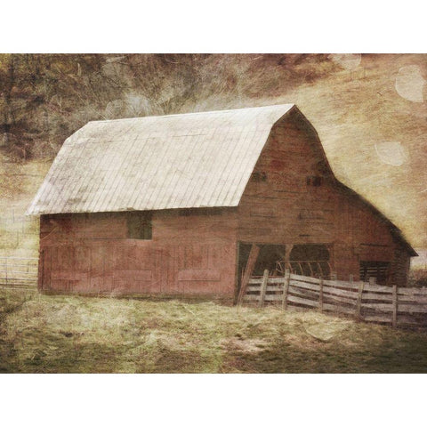 Red Barn Black Modern Wood Framed Art Print by Villa, Mlli
