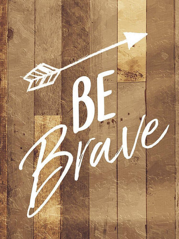 Be Brave Arrow White Modern Wood Framed Art Print with Double Matting by Villa, Mlli