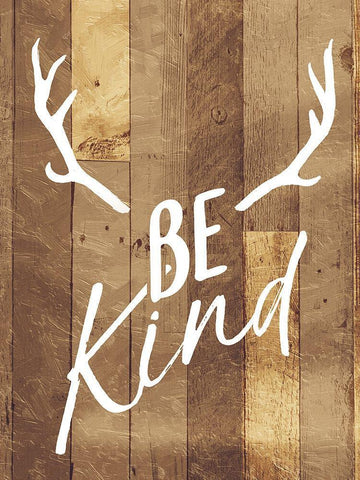 Be Kind Antlers Black Ornate Wood Framed Art Print with Double Matting by Villa, Mlli