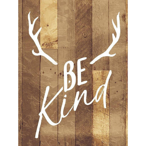 Be Kind Antlers Black Modern Wood Framed Art Print by Villa, Mlli