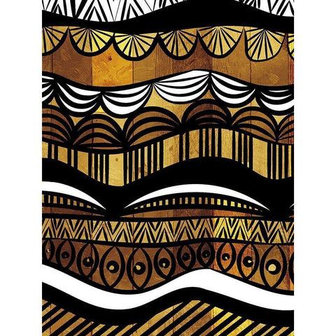 Wood Flow Black Modern Wood Framed Art Print by Villa, Mlli